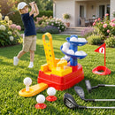 Kids Golf Toy Set with 20 Balls & 3 Adjustable Clubs, Foot Pedal Ball Launcher Portable Training Toy, Indoor Outdoor Backyard Sports Game for Ages 3-8
