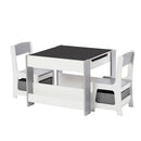Kids Chalkboard Table and Chairs Set with Storage Grey