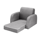 Kids Sofa 1 Seater Children Flip Open Couch Lounger Armchair Soft Grey