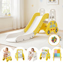 Kids Slide Set Toddler Indoor Playset Bookshelf Drawing Board Yellow
