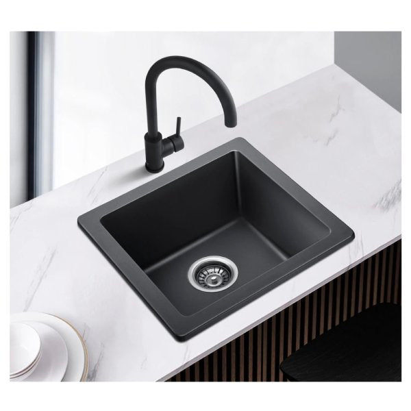 Black Sink Kitchen Tap set Gooseneck Spout