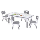 Kids Table and 4 Chairs Set Height Adjustable Toddler Desk and Chair Set for Ages 3-8, Children Activity Table with Graffiti Desktop for Learning Drawing Playing, Grey