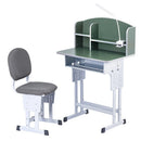 Kids Study Desk Chair Set Adjustable Ergonomic Table LED Lamp Green