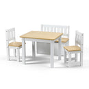 2 in 1 Kids Table and Chair Set, Activity Table with Storage Bench and 2 Chairs for Reading, Drawing, Writing, Snack Time & Arts Crafts, 4 PCS Toddler Table and Chair Set, Natural