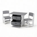 Kids Table and 2 Chairs Set Wooden Activity Table wit 2 Storage Drawers, Toddler Table and Chair Set for Children Drawing, Reading, Crafts, Eating, Grey