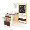 Kids Art Table And Bench Set With Double Sided Adjustable Easel