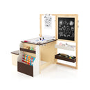 Kids Art Table And Bench Set With Double Sided Adjustable Easel