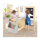 Kids Art Table And Bench Set With Double Sided Adjustable Easel