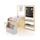 Kids Art Table And Bench Set With Double Sided Adjustable Easel