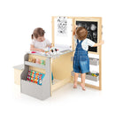 Kids Art Table And Bench Set With Double Sided Adjustable Easel