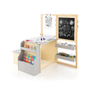 Kids Art Table And Bench Set With Double Sided Adjustable Easel