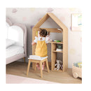 Kids House Shaped Table And Chair Set With Storage And Blackboard