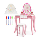 Kids Makeup Dressing Desk Set With 360 Degree Rotating Mirror