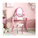Kids Makeup Dressing Desk Set With 360 Degree Rotating Mirror