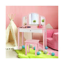 Kids Makeup Table Stool Set with Tri folding Mirror for Bedroom Pink