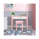 Kids Makeup Table Stool Set with Tri folding Mirror for Bedroom Pink