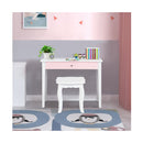 Kids Makeup Table Stool Set with Tri folding Mirror for Bedroom White