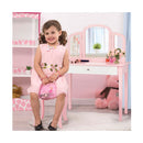 Kids Makeup Table Stool Set with Tri folding Mirror for Bedroom Pink