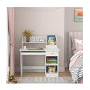 Kids Study Desk With Storage Shelves And Keyboard Tray White