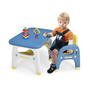 Kids Table And Chair Set With Cute Dinosaur Modeling And Storage Rack