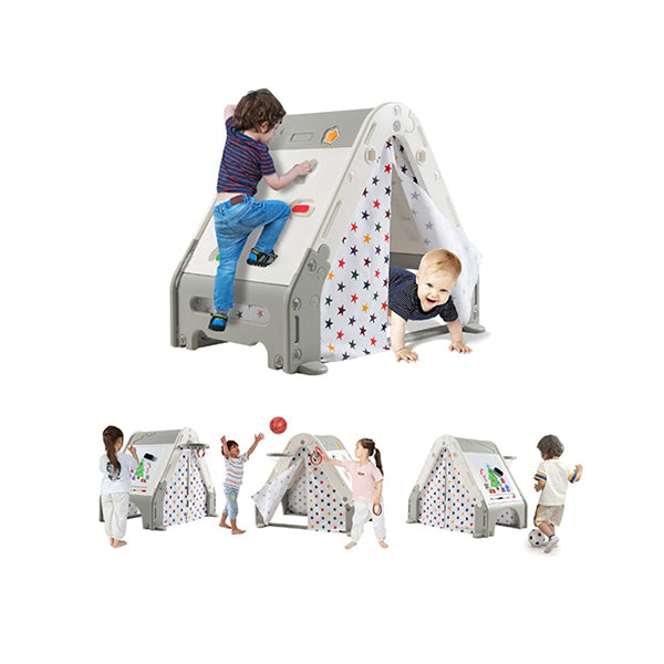 Kids Triangle Climber With Tent Cover White Board Basketball Hoop