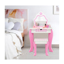 Kids Vanity Table Stool Set With Mirror Drawer