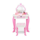 Kids Vanity Table Stool Set With Mirror Drawer