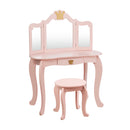 Kids Vanity Table and Chair Set with Drawer Mirror for Girls