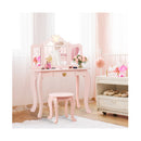 Kids Vanity Table and Chair Set with Drawer Mirror for Girls