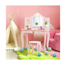 Kids Vanity Table and Chair Set with Drawer Mirror for Girls