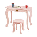 Kids Vanity Table and Chair Set with Drawer Mirror for Girls