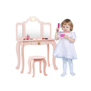 Kids Vanity Table and Chair Set with Drawer Mirror for Girls