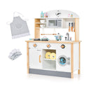 Kids Wooden Kitchen Playset With Microwave And Washing Machine