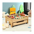Kids Wooden Train Track Railway Set Table With 100 Multicolor Pieces