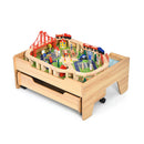 Kids Wooden Train Track Railway Set Table With 100 Multicolor Pieces