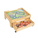 Kids Wooden Train Track Railway Set Table With 100 Multicolor Pieces