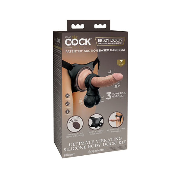 King Cock Elite Ultimate Vibrating Silicone Body Dock Kit