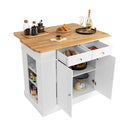 Kitchen Island With Drop Leaf Countertop 3 Level Adjustable Shelves