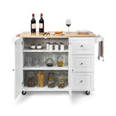 Kitchen Island Trolley With 3 Drawers And Adjustable Shelves