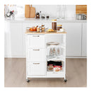 Kitchen Island With Rubber Wood Countertop And Lockable Casters