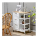 Kitchen Island With Rubber Wood Countertop And Lockable Casters
