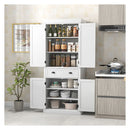 Kitchen Pantry Storage Cabinet With 4 Doors And Large Drawer White