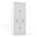 Kitchen Pantry Storage Cabinet With 4 Doors And Large Drawer White