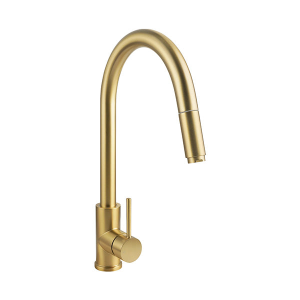 Brushed Gold Pull Out Tap Kitchen Sink Mixer Tap Gooseneck