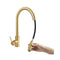 Kitchen Pull Out Tap Brushed Gold Round Swivel Spout Kitchen Mixer Tap