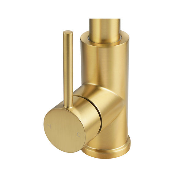 Brushed Gold Pull Out Tap Kitchen Sink Mixer Tap Gooseneck