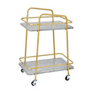 2 tier Kitchen Rolling Cart with Steel Frame and Lockable Casters