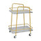 2 tier Kitchen Rolling Cart with Steel Frame and Lockable Casters