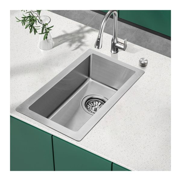 Kitchen Sink Countertop Drain Control Bar Single Bowl