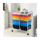 Movable 12 Drawer Storage Trolley with 2 lockable for Home Office Clear